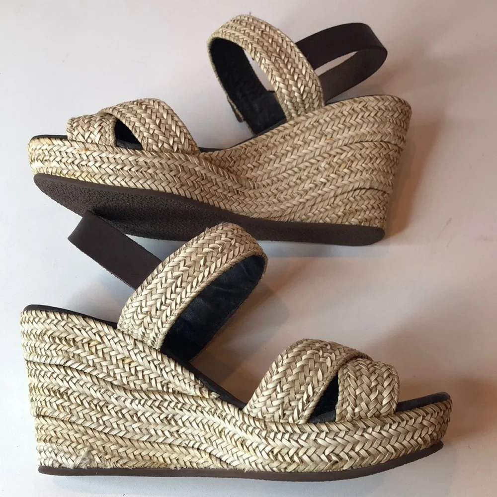 NEW Sesto Meucci Slingback Wedged Heel Sandals Shoes Made In Spain Women’s 7